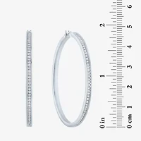 (G-H / Si2-I1) Womens 1/2 CT. T.W. Lab Grown White Diamond Sterling Silver 46.4mm Hoop Earrings