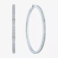 (G-H / Si2-I1) Womens 1/2 CT. T.W. Lab Grown White Diamond Sterling Silver 46.4mm Hoop Earrings