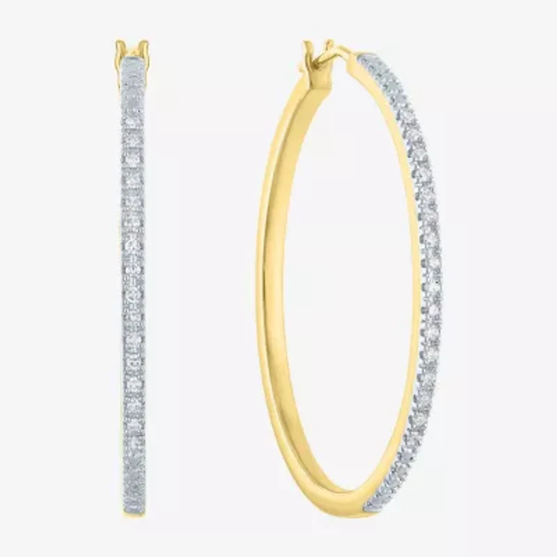 (G-H / I1-I2) Womens 1/4 CT. T.W. Lab Grown White Diamond Sterling Silver 40mm Hoop Earrings