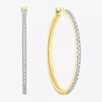(G-H / I1-I2) Womens 1/4 CT. T.W. Lab Grown White Diamond Sterling Silver 40mm Hoop Earrings