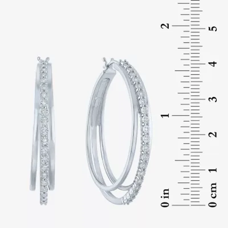 (G-H / I1-I2) Womens 1/10 CT. T.W. Lab Grown White Diamond Sterling Silver 41mm Hoop Earrings