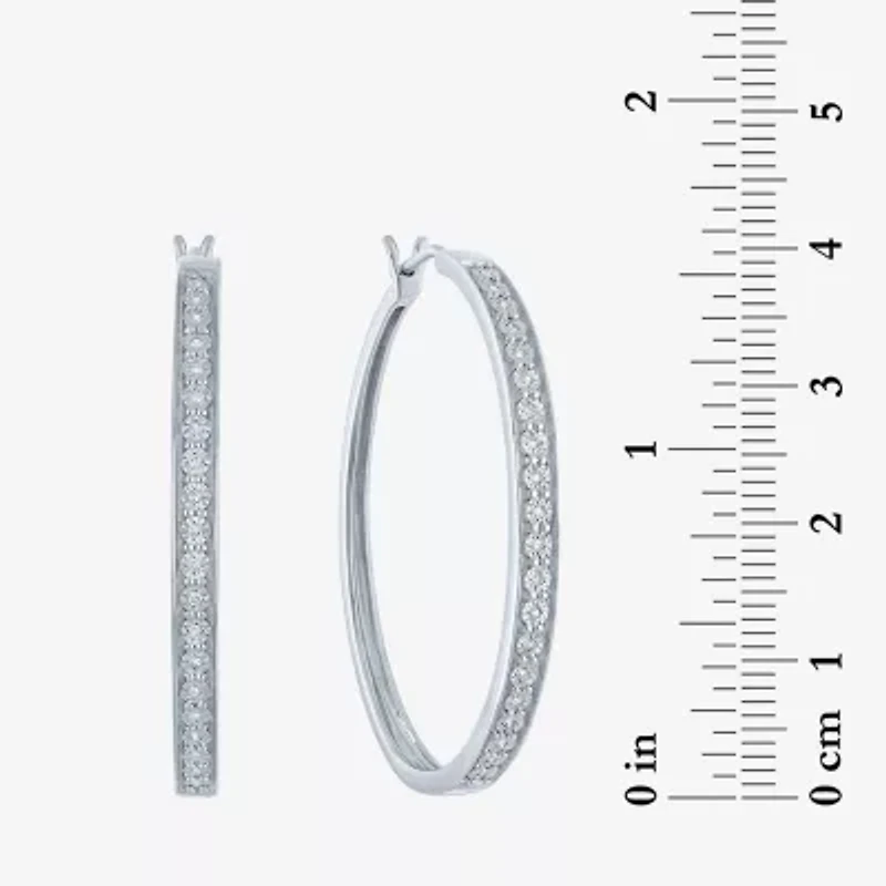 (G-H / I1-I2) Womens 1/10 CT. T.W. Lab Grown White Diamond Sterling Silver 40mm Hoop Earrings