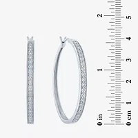 (G-H / I1-I2) Womens 1/10 CT. T.W. Lab Grown White Diamond Sterling Silver 40mm Hoop Earrings