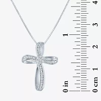 Diamond Blossom (G-H / Si2-I1) Womens 1/10 CT. T.W. Lab Grown White Sterling Silver Cross 18 Inch Pendant Necklace
