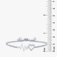 Rhythm & Muse Heart Beat (G-H / Si2-I1) Womens Diamond Accent Lab Grown White Diamond Sterling Silver Heart Bolo Bracelet