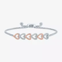 (G-H / Si2-I1) Womens 1/10 CT. T.W. Lab Grown White Diamond Sterling Silver Bolo Bracelet