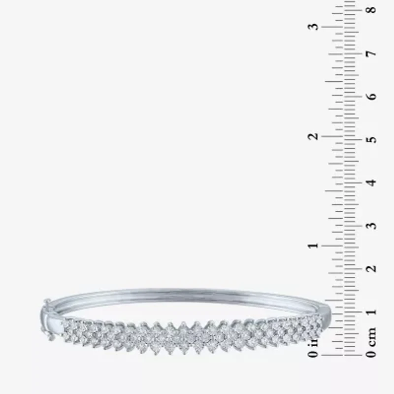 (G-H / I1-I2) Womens 1/2 CT. T.W. Lab Grown White Diamond Sterling Silver Bangle Bracelet