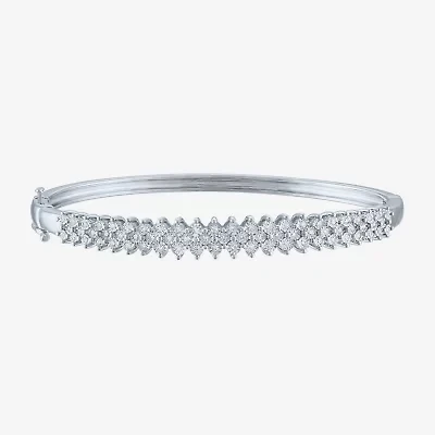G-H / I1-I2) Womens 1/ CT. T.W. Lab Grown White Diamond Sterling Silver Bangle Bracelet
