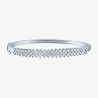G-H / I1-I2) Womens 1/ CT. T.W. Lab Grown White Diamond Sterling Silver Bangle Bracelet