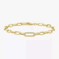 (G-H / I1-I2) Womens 14K Gold Over Silver 8 Inch Paperclip Chain Bracelet