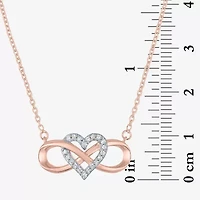 (G-H / I1-I2) Womens 1/10 CT. T.W. Lab Grown White Diamond 14K Rose Gold Over Silver Heart Infinity 18 Inch Pendant Necklace