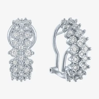(G-H / I1-I2) Womens 1/2 CT. T.W. Lab Grown White Diamond Sterling Silver 21mm Hoop Earrings
