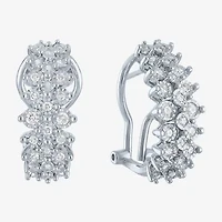 (G-H / I1-I2) Womens 1/2 CT. T.W. Lab Grown White Diamond Sterling Silver 21mm Hoop Earrings