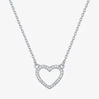 (G-H / Si2-I1) Womens 1/10 CT. T.W. Lab Grown White Diamond Sterling Silver Heart 18 Inch Pendant Necklace