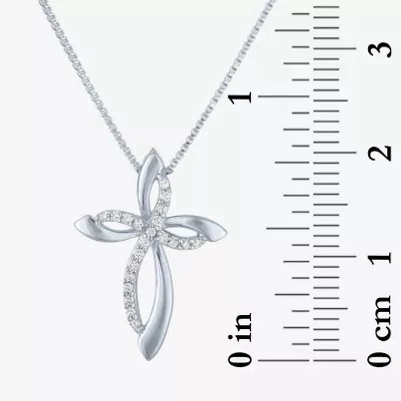 G-H / Si2-I1) Womens 1/10 CT. T.W. Lab Grown White Diamond Sterling Silver Cross 18 Inch Pendant Necklace