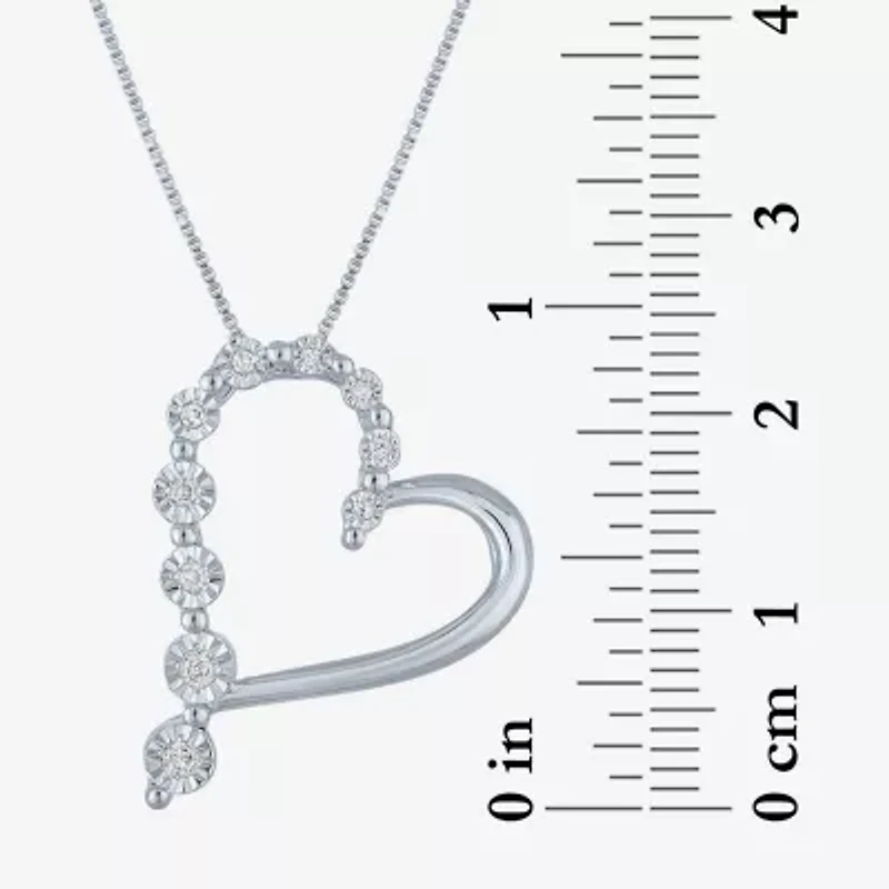 (G-H / Si2-I1) Womens 1/10 CT. T.W. Lab Grown White Diamond Sterling Silver Heart 18 Inch Pendant Necklace