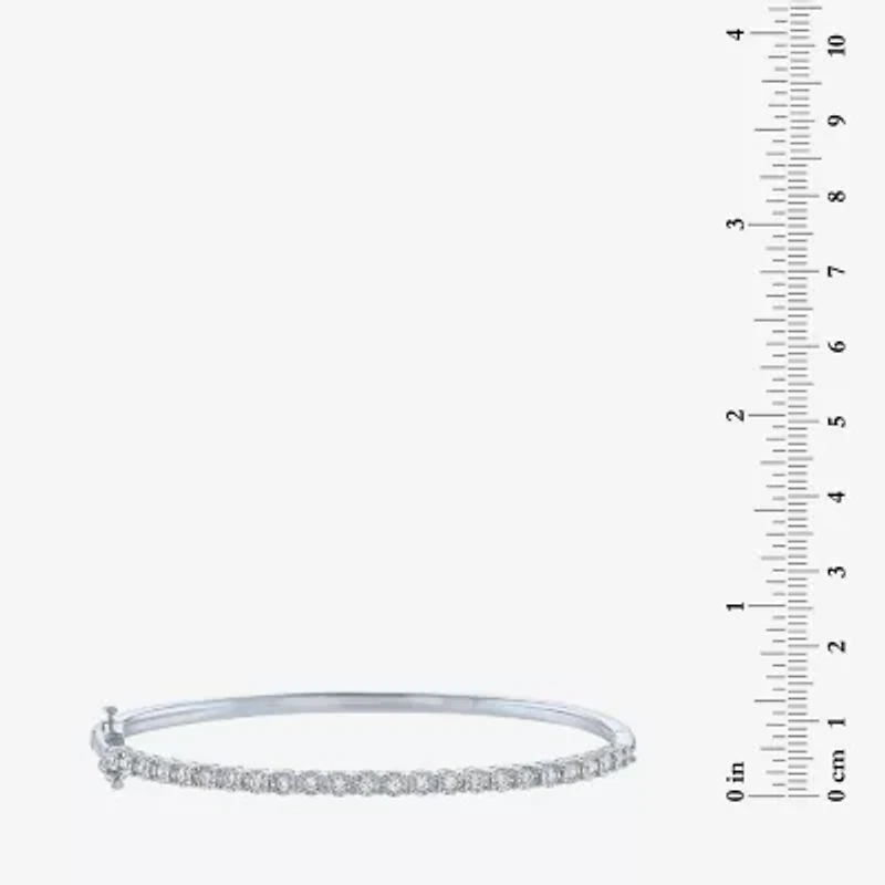 (G-H / I1-I2) Womens 1/2 CT. T.W. Lab Grown White Diamond 14K Gold Over Silver Bangle Bracelet