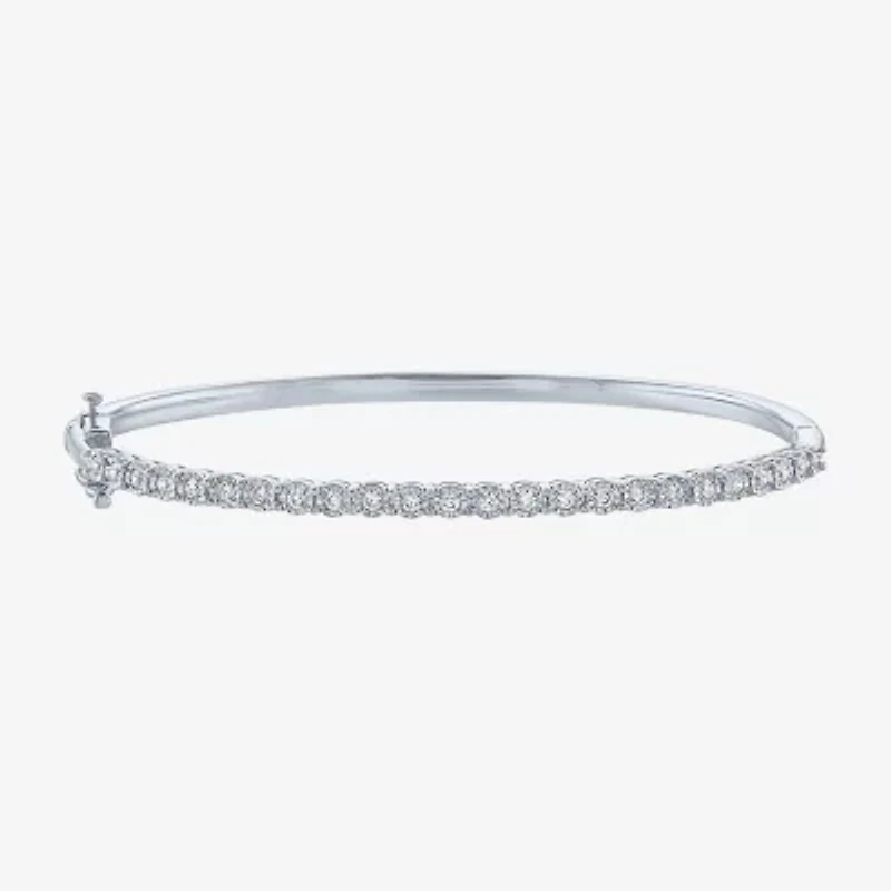 (G-H / I1-I2) Womens 1/2 CT. T.W. Lab Grown White Diamond 14K Gold Over Silver Bangle Bracelet