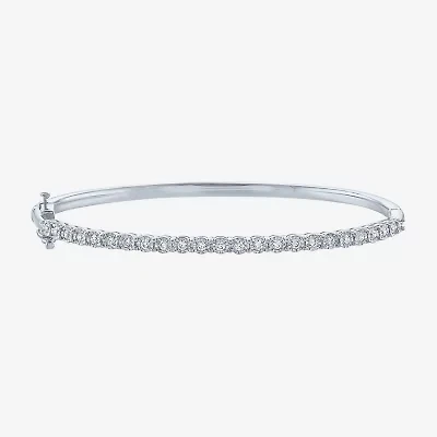 (G-H / I1-I2) Womens 1/2 CT. T.W. Lab Grown White Diamond 14K Gold Over Silver Bangle Bracelet