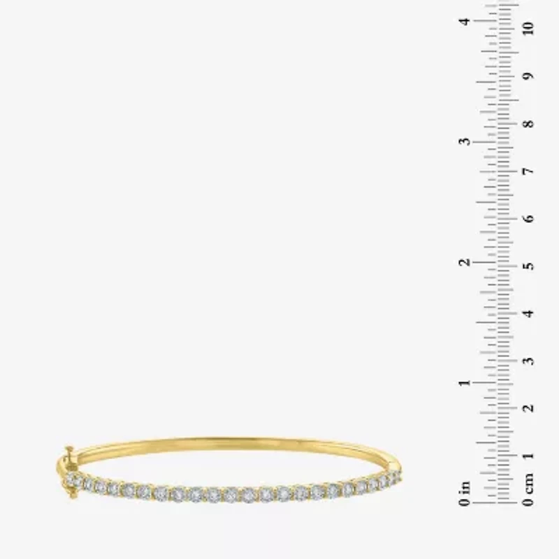 (G-H / I1-I2) Womens 1/2 CT. T.W. Lab Grown White Diamond 14K Gold Over Silver Bangle Bracelet