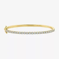 (G-H / I1-I2) Womens 1/2 CT. T.W. Lab Grown White Diamond 14K Gold Over Silver Bangle Bracelet