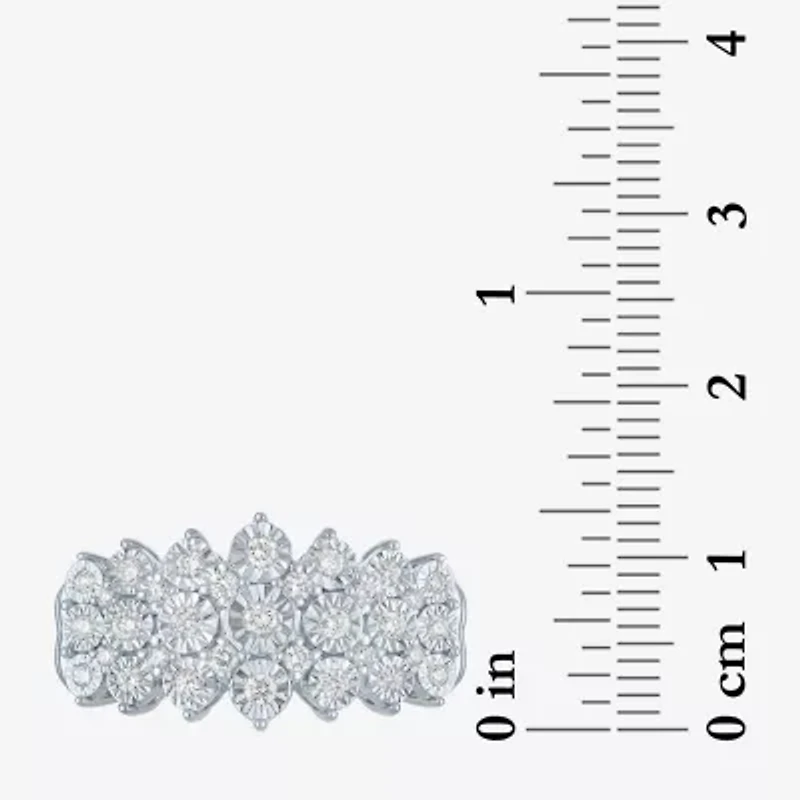 (G-H / I1-I2) Womens 1/2 CT. T.W. Lab Grown White Diamond Sterling Silver Cluster Band