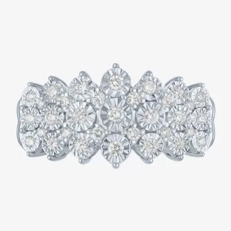 (G-H / I1-I2) Womens 1/2 CT. T.W. Lab Grown White Diamond Sterling Silver Cluster Band