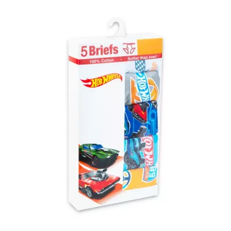 Hot Wheels Little & Big Kid Boys 5 Pack Briefs Bup2103