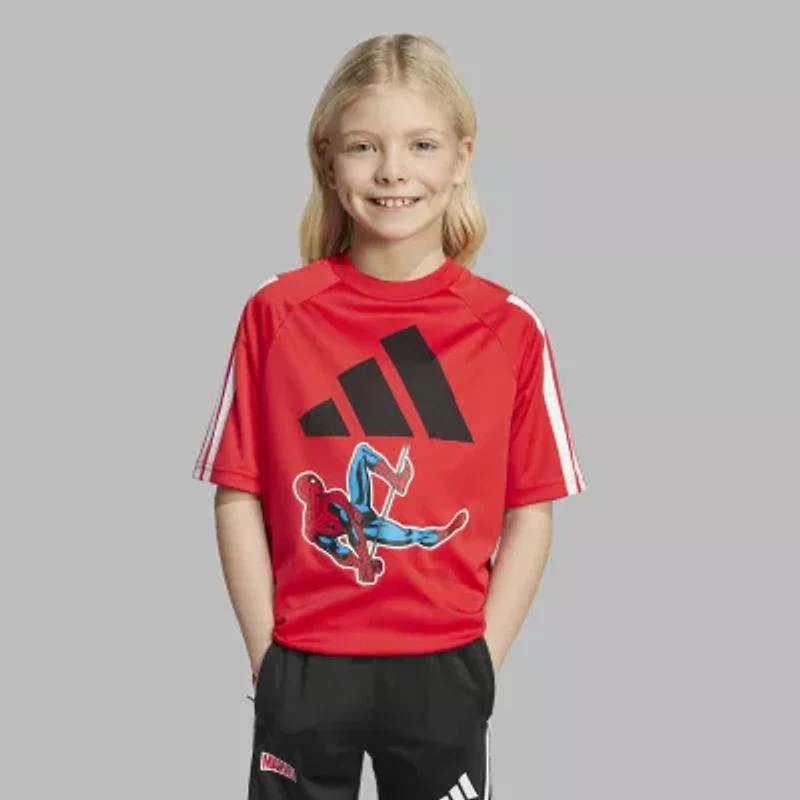 adidas Toddler & Little Unisex Crew Neck Short Sleeve Regular Fit Spiderman Graphic T-Shirt