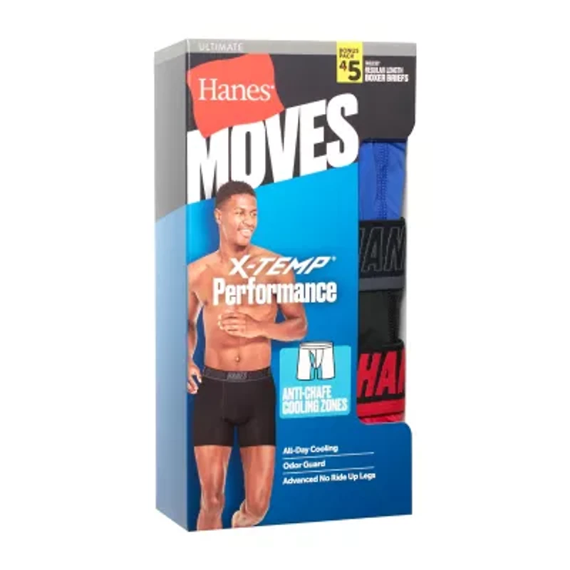Hanes Moves Xtemp Performance Bonus Pack Mens 5 Boxer Briefs Um2bd5