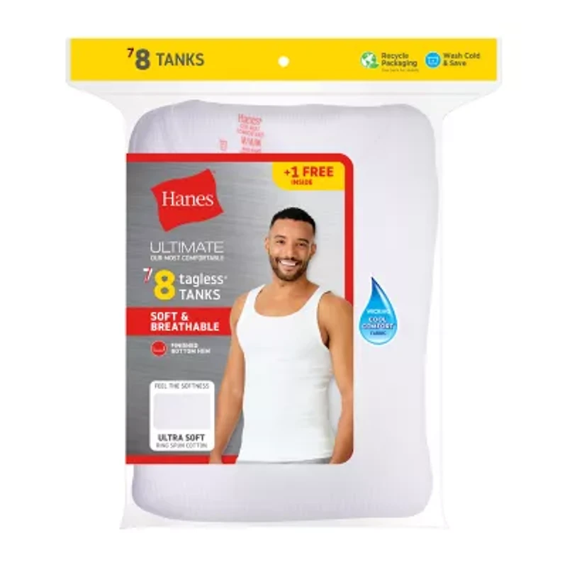 Hanes Ultimate Bonus Pack Mens U Neck Sleeveless 8 Tank