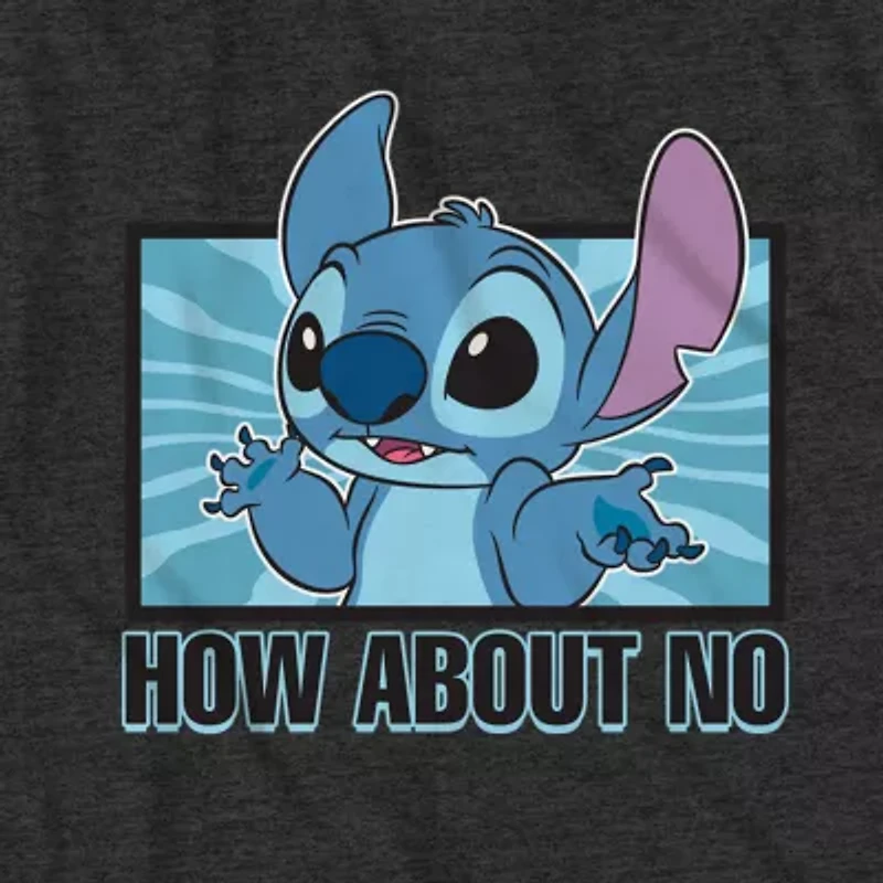 Mens Crew Neck Short Sleeve Regular Fit Lilo & Stitch Big and Tall Graphic T-Shirt