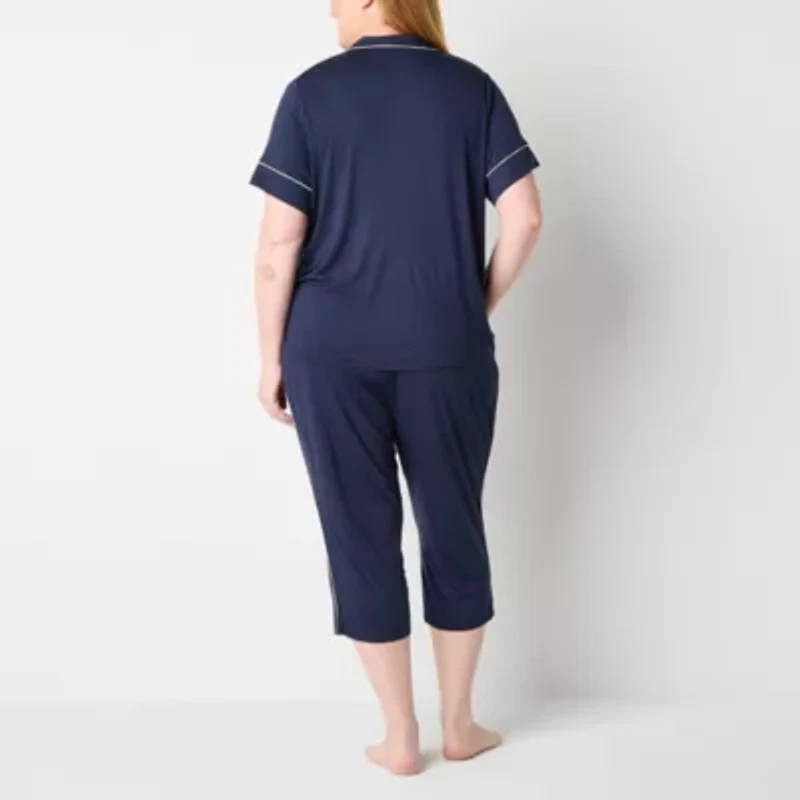 Liz Claiborne Cool and Calm Womens Short Sleeve Plus Pajama Top