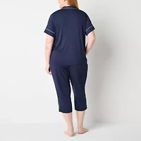 Liz Claiborne Cool and Calm Womens Short Sleeve Plus Pajama Top
