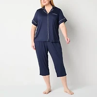 Liz Claiborne Cool and Calm Womens Short Sleeve Plus Pajama Top