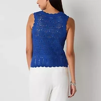 by&by Juniors Womens Crew Neck Sleeveless Pullover Sweater