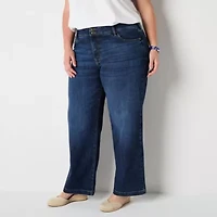 St. John's Bay Plus Womens High Rise Wide Leg Jean