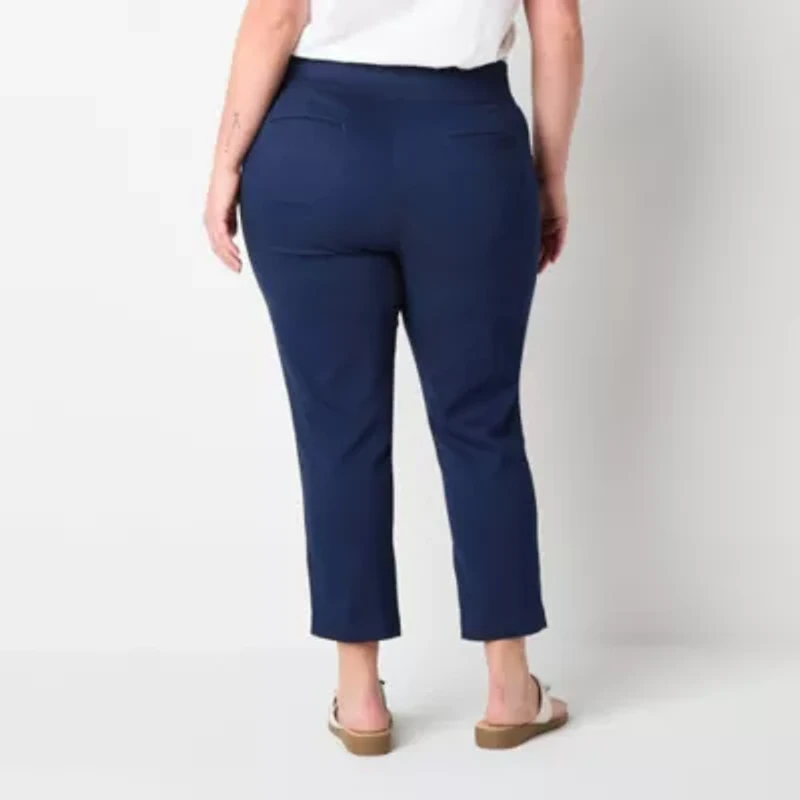 St. John's Bay Womens Ankle Regular Fit Plus Pull-On Pant