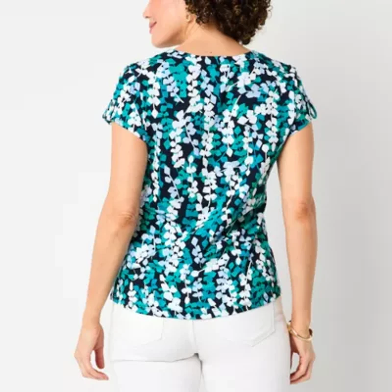 Liz Claiborne Womens V Neck Short Sleeve T-Shirt