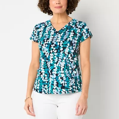 Liz Claiborne Womens V Neck Short Sleeve T-Shirt