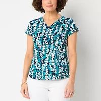 Liz Claiborne Womens V Neck Short Sleeve T-Shirt