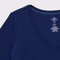 St. John's Bay Womens Easy-on + Easy-off V Neck 3/4 Sleeve Adaptive Plus T-Shirt