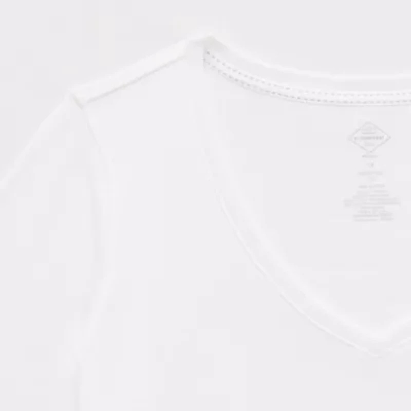 St. John's Bay Womens Plus Easy-on + Easy-off V Neck 3/4 Sleeve Adaptive T-Shirt