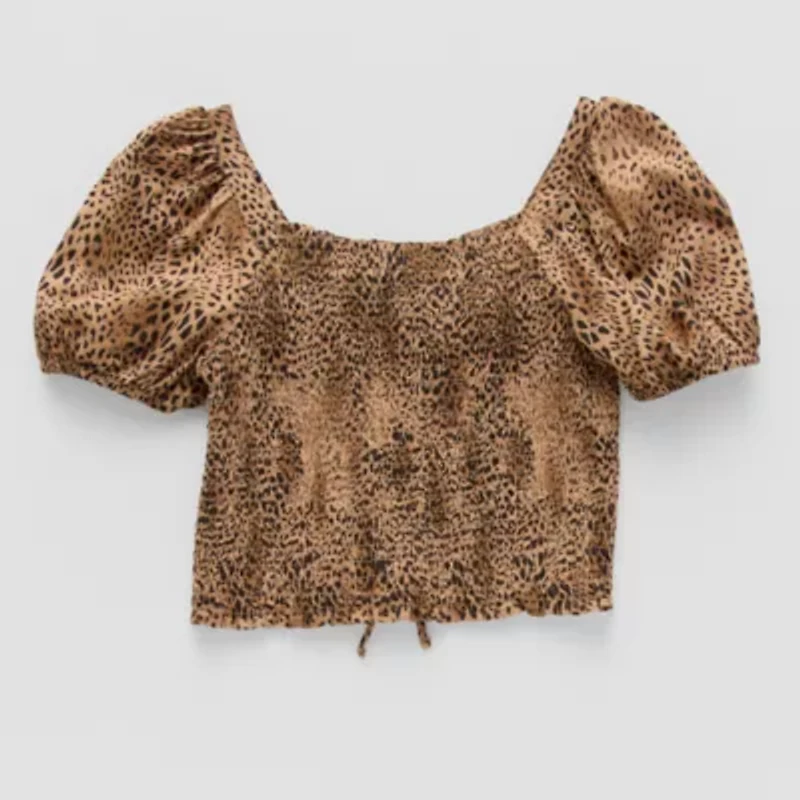 Thereabouts Little & Big Kid Girls Square Neck Short Sleeve Blouse