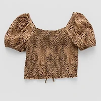 Thereabouts Little & Big Kid Girls Square Neck Short Sleeve Blouse