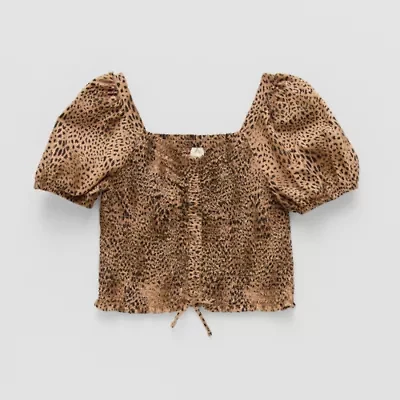 Thereabouts Little & Big Kid Girls Square Neck Short Sleeve Blouse