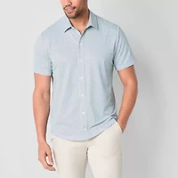 St. John's Bay Performance Knit Mens Short Sleeve Classic Fit Stretch Fabric Button-Down Shirt