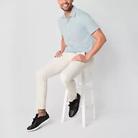St. John's Bay Performance Knit Mens Short Sleeve Classic Fit Stretch Fabric Button-Down Shirt