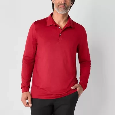 St. John's Bay Performance Mens Classic Fit Long Sleeve Polo Shirt