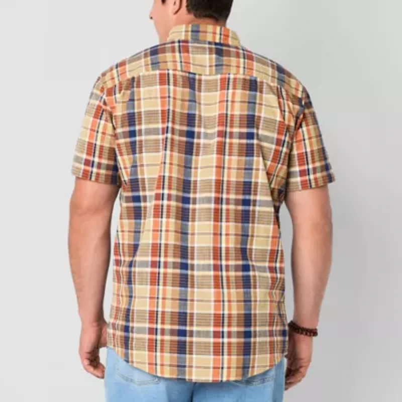 mutual weave Mens Short Sleeve Regular Fit Big and Tall Button-Down Shirt